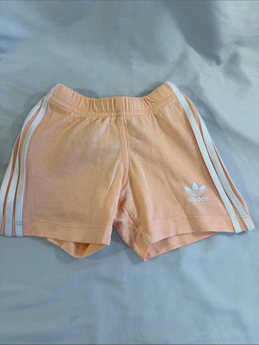 adidas NWOT Peach Kids Shorts with White 3-Stripes